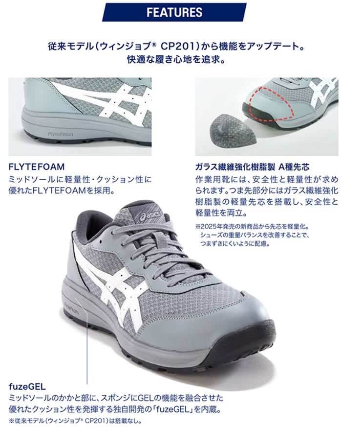 ASICSアシックスのCP221ウィンジョブ安全スニーカー-特徴