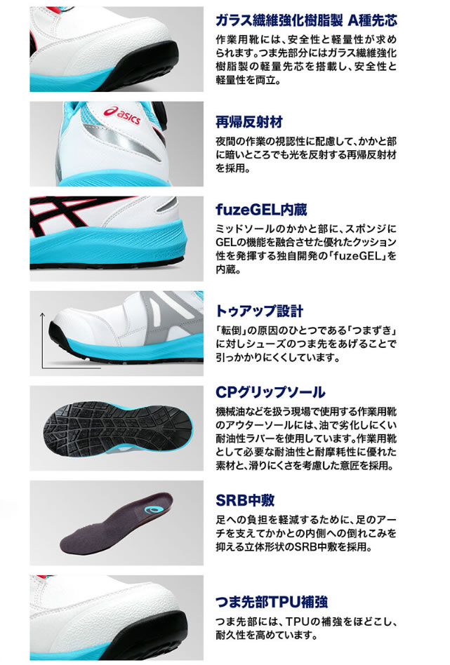 ASICSアシックスのCP309BOAウィンジョブ安全スニーカー