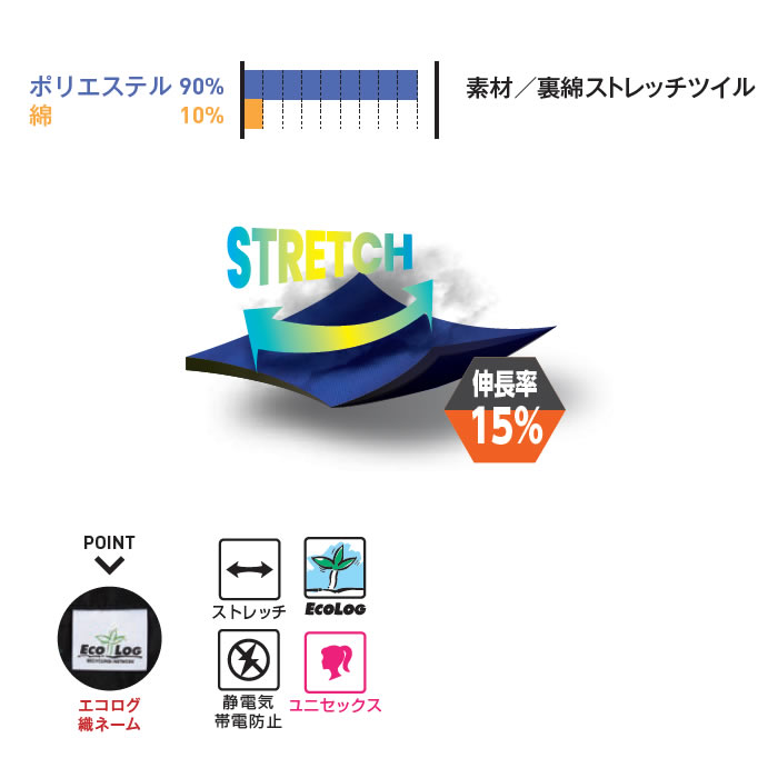 EBA323 ノータックカーゴパンツ BIGBORN ビッグボーン 秋冬 作業服 作業着 S～7L ポリエステル90％・綿10％ 裏綿ストレッチツイル-特徴