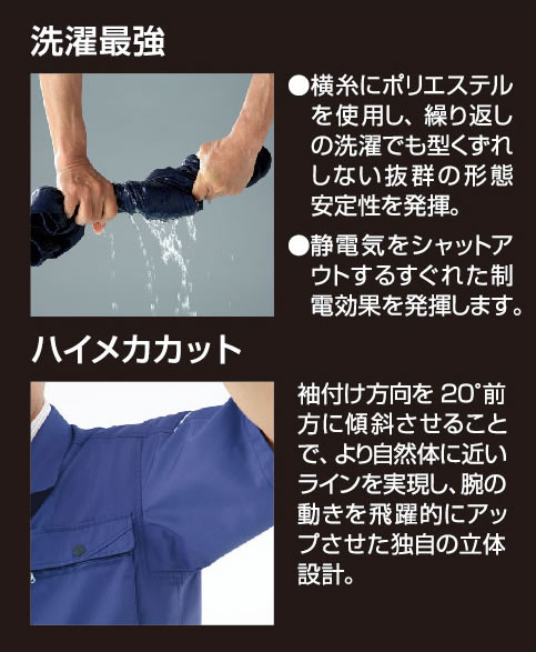 DAIRIKI大川被服の丈夫なV-MAXシリーズ作業服V-MAX17006カーゴパンツ（脇ゴム入り）特徴