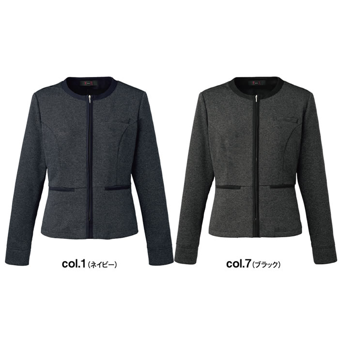 SA492J ジャケット 神馬本店 selectstage ストレッチ SDGs 事務服 制服 5号～19号 ポリエステル100％ メランジュニット-カラーバリエーション
