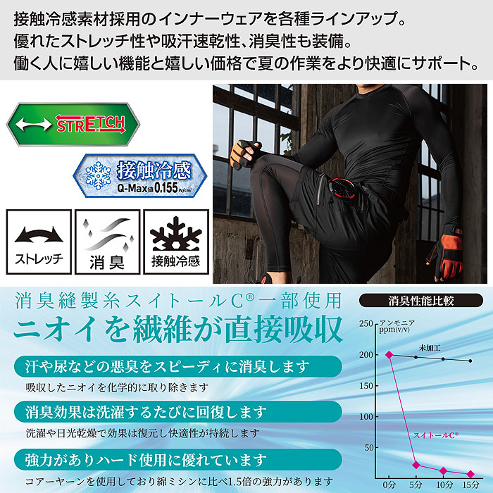 47425 アームカバー kurodaruma クロダルマ 春夏 作業服 インナー コンプレッション S～O ポリエステル92％・ポリウレタン8％