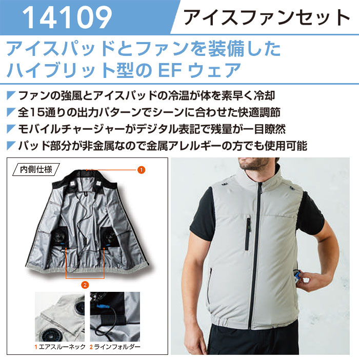 14109 アイスファンセット バッテリー付き 桑和 SOWA 春夏 作業服 作業着 ペルチェ素子＋空調ファン