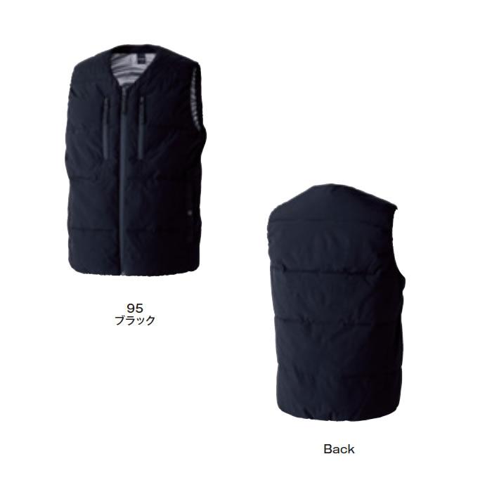 55338 ニッカーズファイバーダウンVネックベスト TSDESIGN TSデザイン 作業服 秋冬 防寒着 防寒服 S～6L ポリエステル100％ 防風ストレッチラミネート-カラーバリエーション