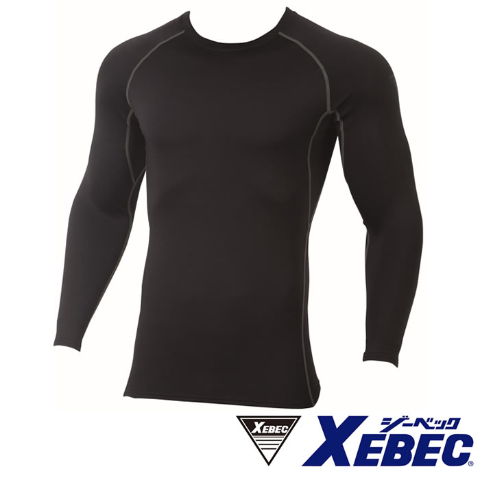 6800 長袖コンプレッション XEBEC ジーベック 秋冬 作業服 作業着 吸光発熱 保温性 紫外線カット JIS規格制電 S～4L ポリエステル90％・ポリウレタン10％ 裏起毛ニットシリーズ