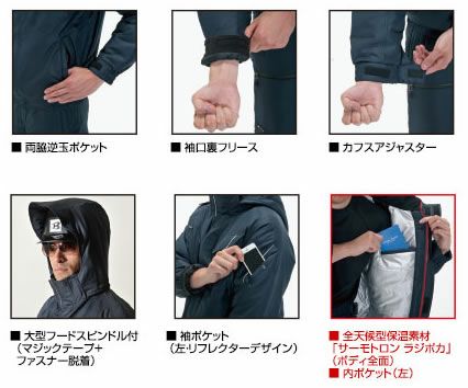 7210 防寒ブルゾン（大型フード付） BURTLE バートル 防寒着 SS～5L ポリエステル100％ マイクロドットシェル