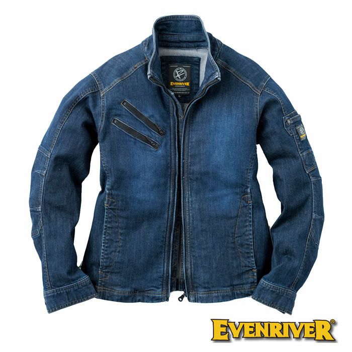 USD307 ストレッチブラストブルゾン EVENRIVER イーブンリバー 秋冬作業服 作業着 S～5L 綿99％・ポリウレタン1％ ストレッチデニム