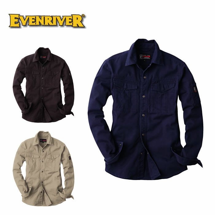 SR-4006 スタンダードシャツ EVENRIVER イーブンリバー 秋冬作業服 作業着 M～5L 綿100％