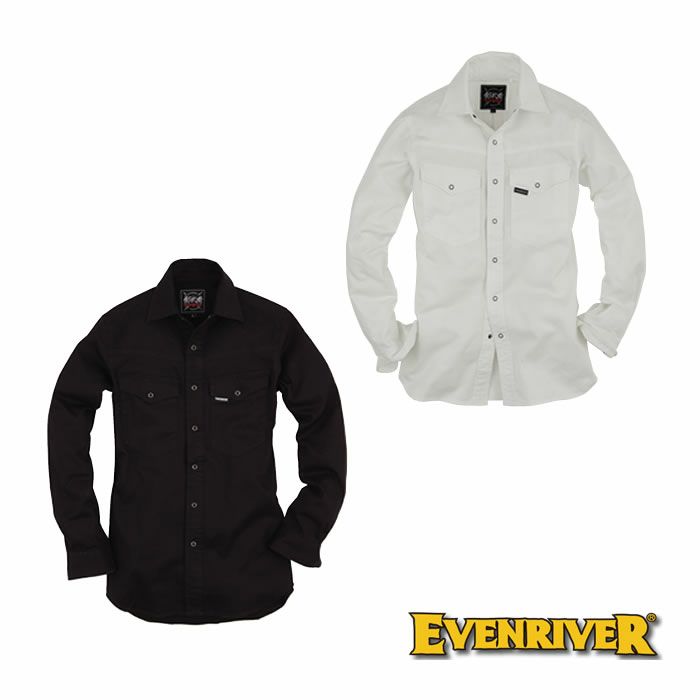 K-006 刺し子シャツ EVENRIVER イーブンリバー 秋冬作業服 作業着 M～4L 綿100％
