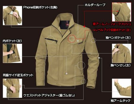 6081 ジャケット（ユニセックス） BURTLE バートル 制電 春夏作業服 作業着 SS～5L ポリエステル65％・綿35％ 日本製ライトチノ