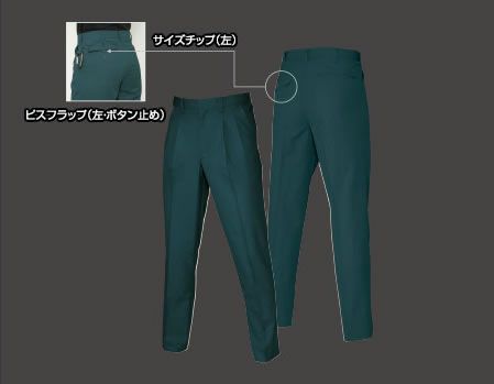 9067 ツータックパンツ BURTLE バートル 春夏作業服 作業着 70～125 ポリエステル80％・綿20％ 日本製ソフトタッチツイル