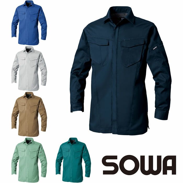 3008-02 長袖シャツ 桑和 SOWA 春夏作業服 作業着 SS～6L ポリエステル