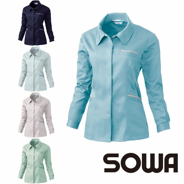 424 レディース長袖スモック 桑和 SOWA 春夏作業服 作業着 S～6L ポリエステル65％・綿35％ エコT/Cソフトライトツイル
