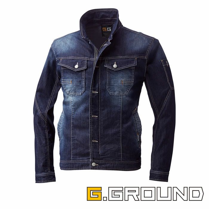 583 長袖デニムブルゾン 桑和 SOWA 春夏作業服 作業着 S～4L 綿74％・ポリエステル24％・ポリウレタン2％ サマーストレッチデニム