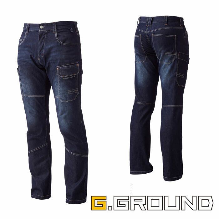 588 デニムカーゴパンツ 桑和 SOWA 春夏作業服 作業着 S～6L 綿74％・ポリエステル24％・ポリウレタン2％ サマーストレッチデニム