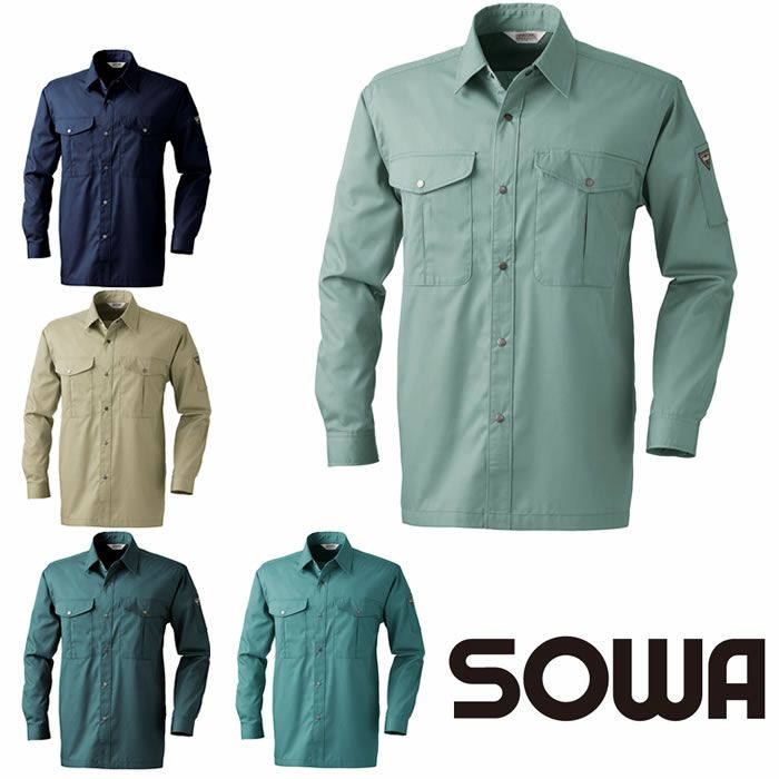 455 VA455 長袖シャツ 桑和 SOWA 春夏作業服 作業着 M～6L ポリエステル65％・綿35％ T/Cソフトライトツイル