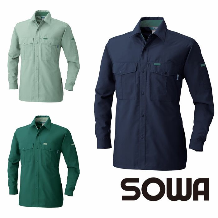 915 VA915 長袖シャツ 桑和 SOWA 春夏作業服 作業着 M～6L ポリエステル90％・綿10％ サマー裏綿