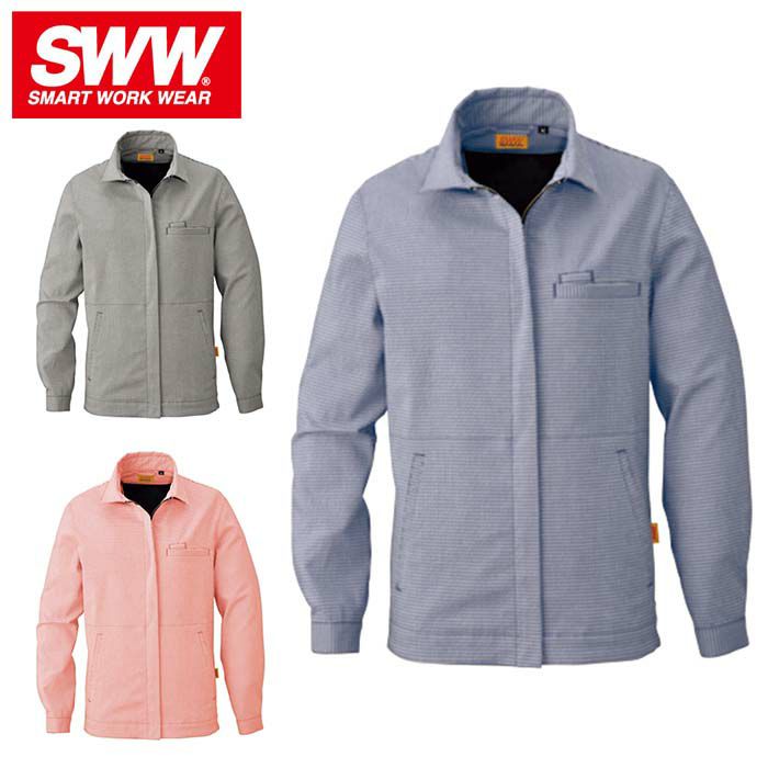 SW119 レディースギンガムジャケット ビッグボーン 秋冬作業服 作業着 S～5L ポリエステル50％・綿50％