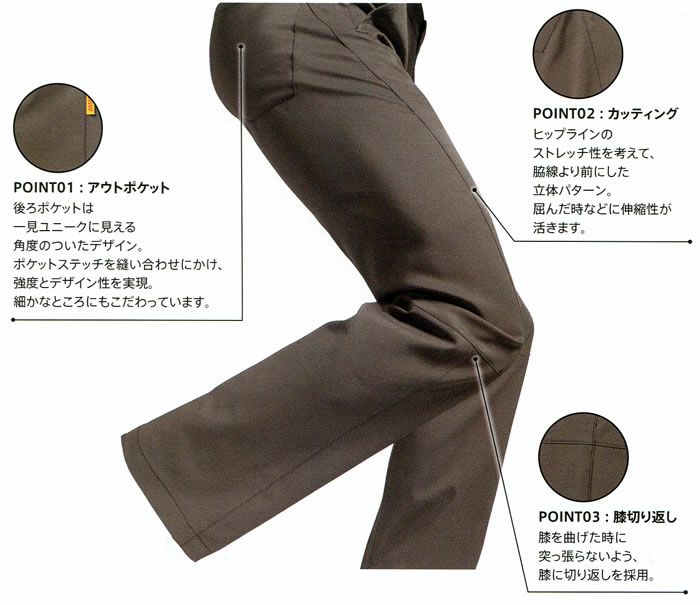 SW102 レディースギアパンツ ビッグボーン 秋冬作業服 作業着 S～5L ポリエステル100％