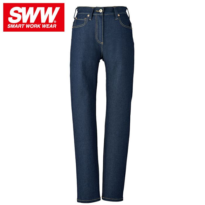 SW132 レディーステーパードデニムパンツ ビッグボーン 秋冬作業服 作業着 7号～17号 綿81％・ポリエステル18%・ポリウレタン1％