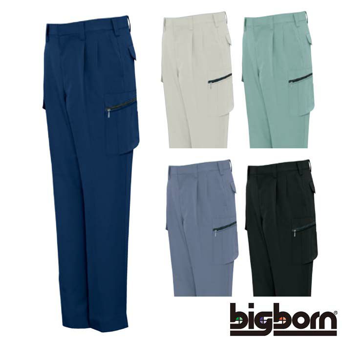 BM143 ツータックカーゴパンツ ビッグボーン 秋冬作業服 作業着 70-120 ポリエステル90%・綿10% 裏綿ツイル