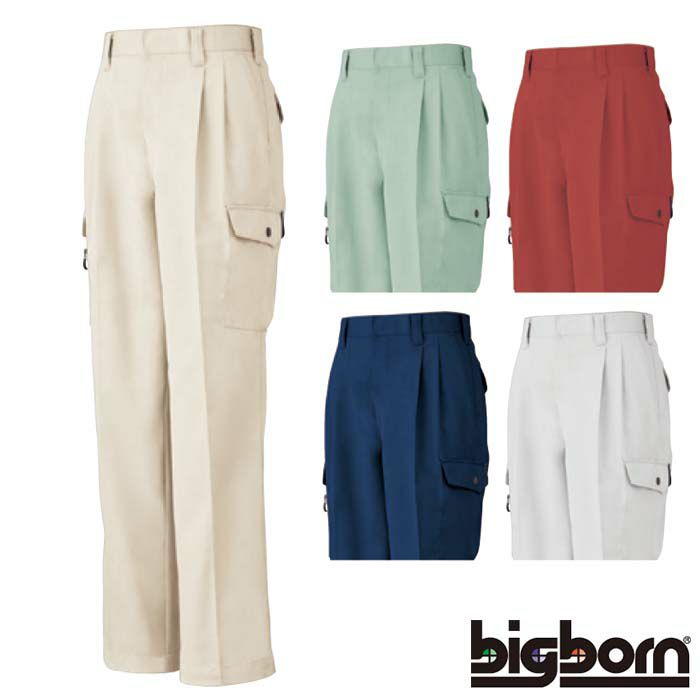 3823 ツータックカーゴパンツ ビッグボーン BIGBORN 秋冬作業服 作業着 70-120 ポリエステル65％・綿35％ クラボウ B-UP &#174; ソフトツイル