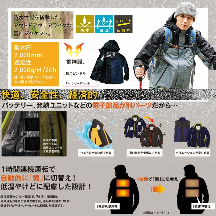 BO31800 雷神防水防寒ジャケット ビッグボーン サンエス RAIZIN 雷神服 秋冬作業服 作業着 M-5L ポリエステル100％ オックス