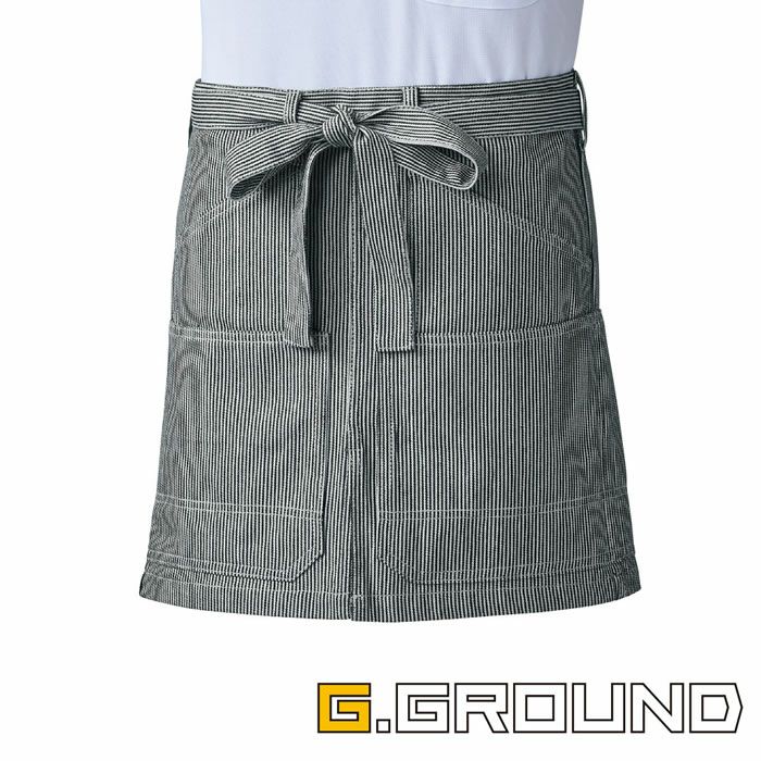 10120 ショートエプロン（腰巻き） 桑和 SOWA エプロン フリー 綿100％ ヒッコリーストライプ