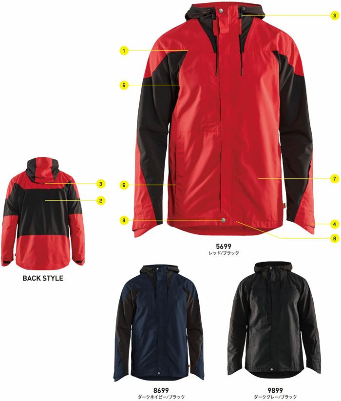 4759-1846 ALL-ROUND JACKET with STRETCH ビッグボーン BLAKLADER 秋冬作業服 作業着 XS-4XL ポリエステル65％・綿35％ ワックスコーティングツイル