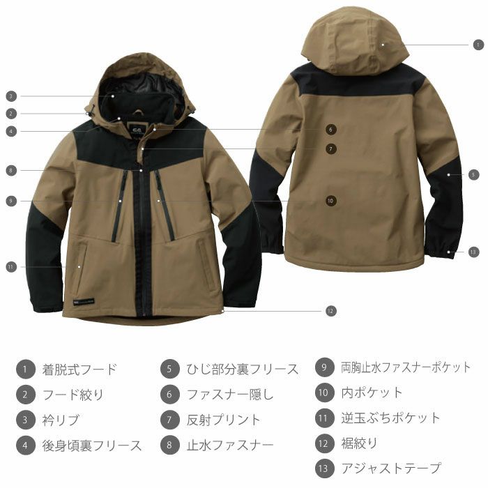 0284-10 防水防寒ブルゾン（迷彩） 桑和 SOWA 防寒着 防寒ウェア S～6L ナイロン85％・ポリウレタン15％