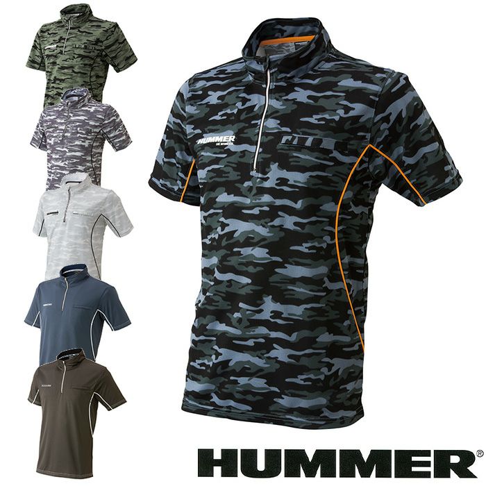 115425 HUMMER 半袖ジップ 春夏 M～5L ポリエステル100%