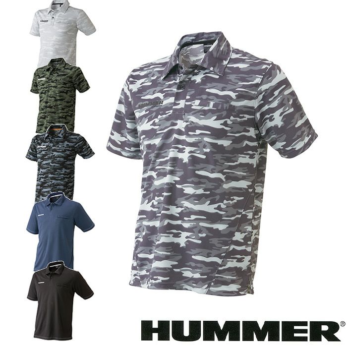 115325 HUMMER 半袖ポロシャツ 春夏 M～5L ポリエステル100%