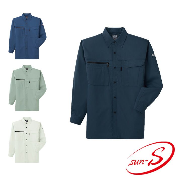 WA10319 長袖シャツ SUN-S サンエス 春夏作業服 S～5L ポリエステル64