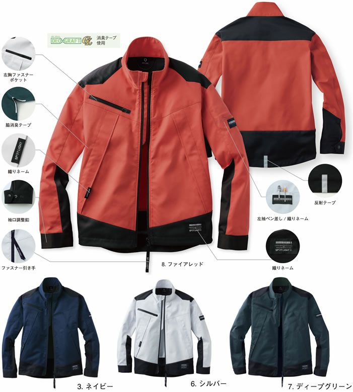 SPT22101 長袖ブルゾン SUN-S サンエス 秋冬作業服 S～5L ポリエステル80％・綿20％ ストレッチツイル