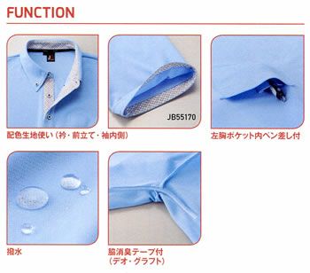 JB55170 汗ジミ防止半袖ポロシャツ SUN-S サンエス 春夏 作業服 作業着 S～5L ポリエステル100％