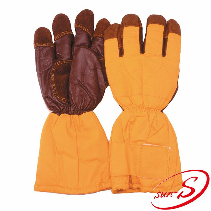 MB-128 冷凍庫用防寒手袋 SUN-S サンエス 秋冬作業服 【メーカーカタログより50％OFF】 表：防水帆布と革のコンビ　裏：アクリル100%ボア