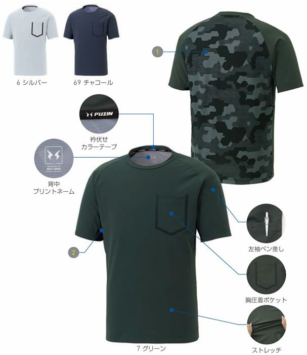 SA10162 半袖クーリングTシャツ SUN-S サンエス 春夏 作業服 M～XL 表：ナイロン75％・ポリウレタン25％　裏：メッシュ部分ポリエステル90％・ポリウレタン10％ ストレッチトリコット