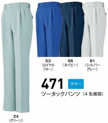 471 ツータックパンツ BIGBORN ビッグボーン 春夏 作業服 作業着 70～120 ポリエステル80％・綿20％ 強撚トロピカル