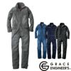 GE-650 デアリーウーマンツナギ長袖 エスケープロダクト GRACE ENGINEER'S つなぎ服 オーバーオール ツナギ サロペット 作業服 作業着 5号～15号、7B～11B、JS～JL グレーユーズド・ブラック／綿 73%・ポリエステル 25%・ポリウレタン 2% ワンウォッシュ・ミッドユーズド／綿68%・ポリエステル 30%・ポリウレタン 2%