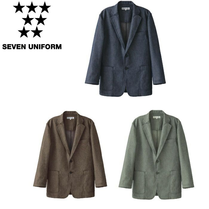 BA1091 ジャケット SEVEN UNIFORM セブンユニフォーム S～4L 麻調デニム ポリエステル65%・綿35%