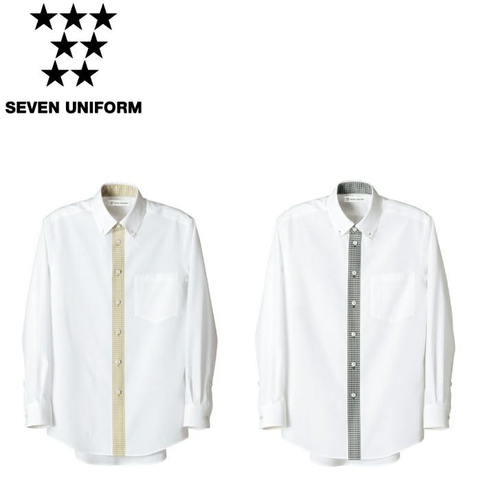 CH1583 ボタンダウンシャツ SEVEN UNIFORM セブンユニフォーム SS～3L ブロード ポリエステル85%・綿15%、ギンガムチェック ポリエステル90%・綿10%