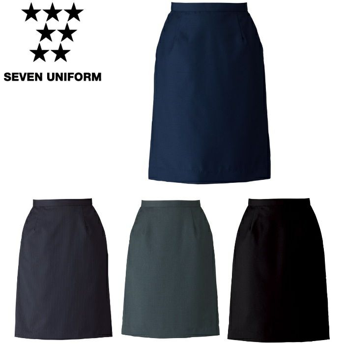 DK2893 スカート SEVEN UNIFORM セブンユニフォーム 5～17 ヘリンボーン  毛52%・ポリエステル48%
　　　ツイル  毛52%・ポリエステル48% ※-7 ブラック×ホワイトのみ