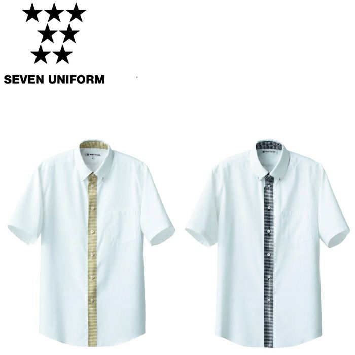 CH4435 ボタンダウンシャツ SEVEN UNIFORM セブンユニフォーム SS～3L ブロード ポリエステル85%・綿15%、ギンガムチェック ポリエステル90%・綿10%