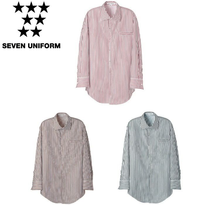 WH7615 シャツ SEVEN UNIFORM セブンユニフォーム S～3L 先染めストライプ ポリエステル65%・綿35%