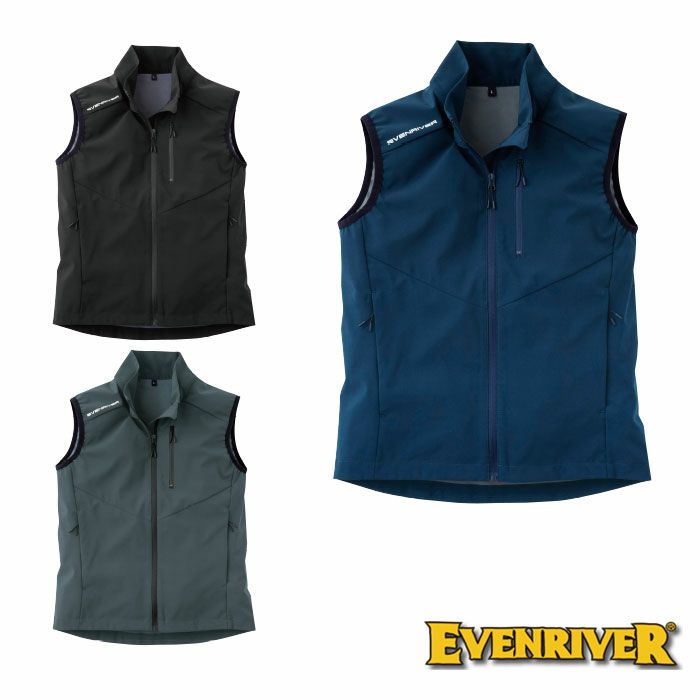 R045 ライトシェルベスト EVENRIVER イーブンリバー 秋冬作業服 作業着 S～5L ポリエステル100％