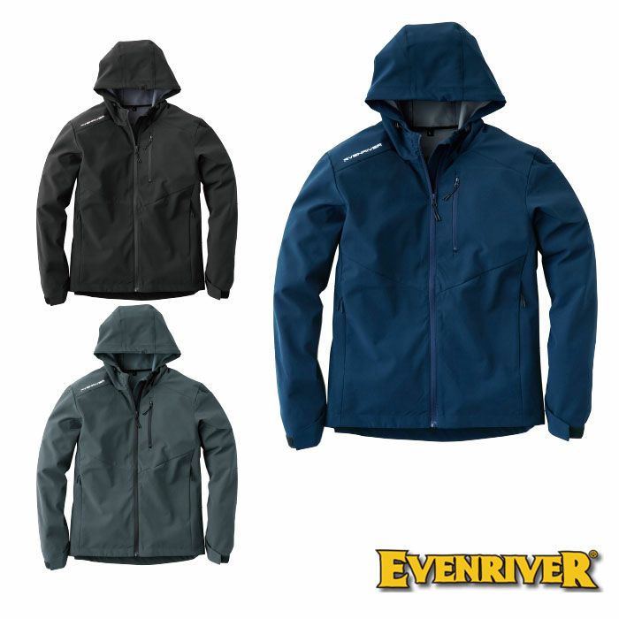 R048 ライトシェルパーカー EVENRIVER イーブンリバー 秋冬作業服 作業着 S～5L ポリエステル100％