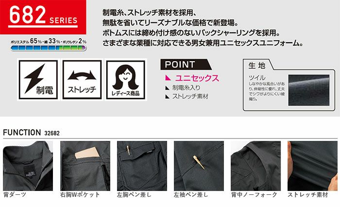 32682 長袖ジャンパー kurodaruma クロダルマ 秋冬作業服 作業着 SS～6L ポリエステル65％・綿33％・ポリウレタン2％ ツイル