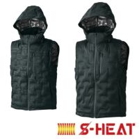 01901 S-HEAT シームレスストレッチベスト SHINMEN シンメン 秋冬作業服 作業着 S~5L 表地 ポリエステル100%(ラミネート加工) 中綿・裏地 ポリエステル100%