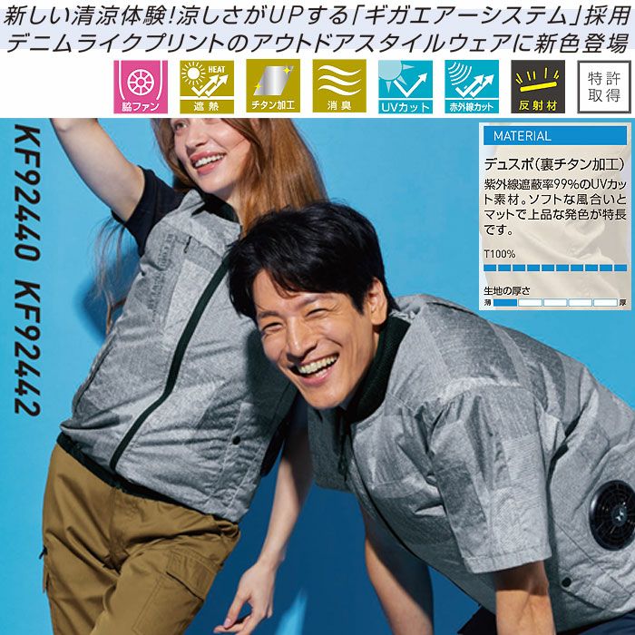 KF92442 ベスト サンエス SUN-S 空調風神服専用 春夏 作業服 作業着 S～5L ポリエステル100％