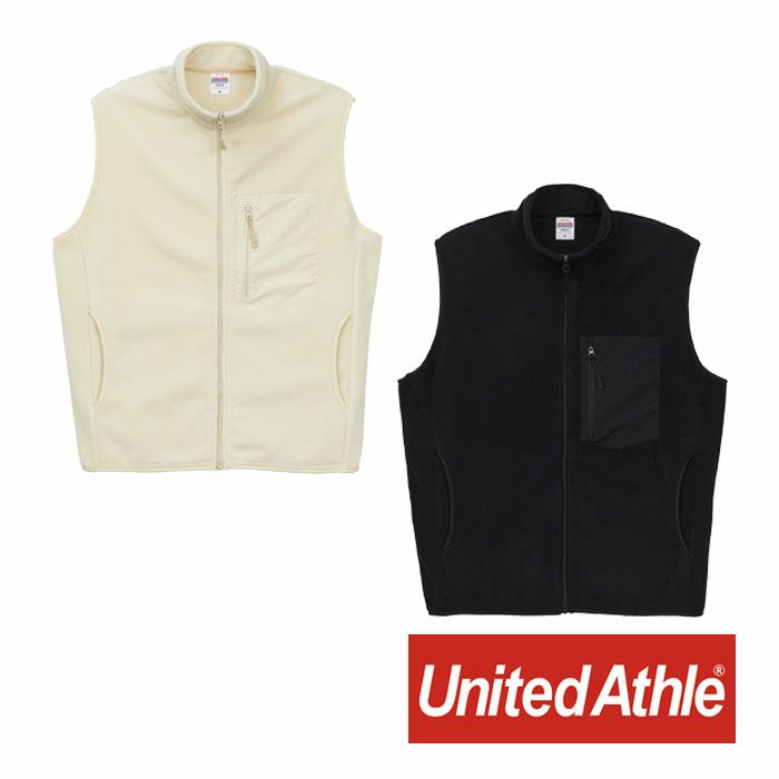 7099-01 マイクロフリースフルジップベスト(一重) UnitedAthle ユナイテッドアスレ 作業服 作業着 M～XXL ポリエステル100％